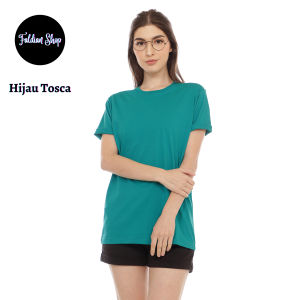 Kaos Polos Wanita Oneck Lengan Pendek Bahan Katun Combed 30s Warna Hijau Tosca