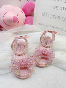 Princess Crystal Butterfly Single Shoes Childrens Performance Footwear Korean Style Girls Summer Sandals Low Cut Artificial Leather