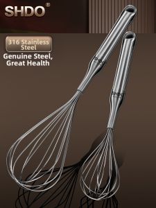 SHDO | Egg Beater 316 Stainless Steel Manual Egg Whisk
