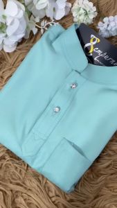 【 BAJU MELAYU SEMPURNA RAYA 2026】Baju Melayu Slim Fit Budak & Dewasa WARNA MINT GREEN SEPASANG Kain Cotton 👉🏻 C011BM BMC