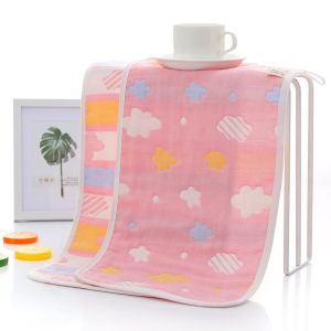 Six Layers Pure Cotton Class a Children Towel Infant Childrens Gauze Towel Edging Face Cloth Cartoon Jacquard Thickened Bath Towel
