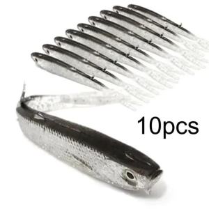 5/10 Pcs/Lot Artificial Silicone Fork-Tail Soft Lures with and Without Hook for Fishing - Fishing Lures