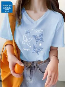 Jeanswest | Áo Thun Cotton V-Neck Dáng Suông cho Nữ