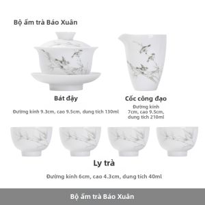 JINGDEZHEN | Bộ Trà Sứ Trắng Mùa Xuân