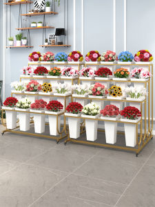Flower Shop Display Stand Stall Movable Multi-Layer Flower Fake Flower Flower Bucket Storage Rack Floor Standing Flower Arrangements Wake up Flower Stand