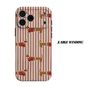 BILIBILI | Christmas Dachshund Stripe Phone Case for iPhone 18 17 16 15 14 13 12 11 Air Pro Max Plus Double-layer Cover