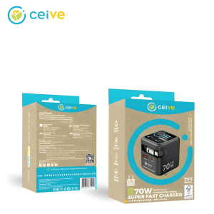 Sạc USB C GaN 70W Với Cáp Thu Gọn Màn Hình Thông Minh Sạc Nhanh PD Dành Cho Laptop iPhone Samsung Bộ Chuyển Đổi Du Lịch