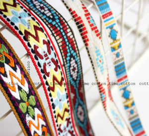 ริบบิ้นถักแจ็คการ์ดผ้าฝ้ายริบบิ้นปักลายสไตล์ชนเผ่าวัสดุเสริมริบบิ้นดอกไม้กว้าง1.2-2ซม.