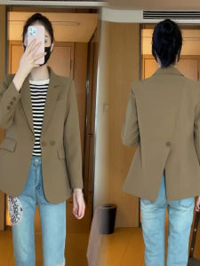 Womens Fashionable Commute Style Suit Jacket Spring Autumn New Arrival Versatile Slimming Top Coat Long Sleeve Button Detail