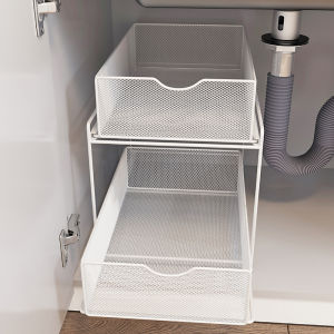Kitchen Pull-Out Shelf Rack Sink Drain Basket Modern Simplicity Carbon Steel Cabinet Organizer Spice Storage Utility Basket