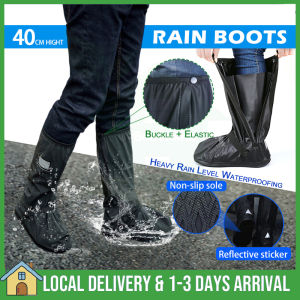 Rain Boot Anti-slip Waterproof Rain Shoes Motorcycle Bike Reflective Boot Shoe Cover Overshoes with Elastic String 1 Pair 防水鞋套防滑雨鞋套