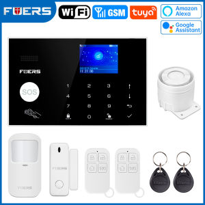 FUERS WIFI GSM Alarm System Wireless Home Burglar Security Alarm System Tuya APP Control Siren Motion Detector PIR Smoke Sensor