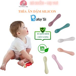 Thìa Silicone Ăn Dặm Cán Dài Muỗng Silicon Cán Dài Thương Hiệu BabySi Cho Bé Ăn Dặm