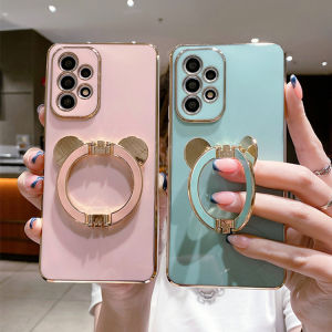 [With Holder]KISSCASE Samsung A32 A22 A31 A70 A72 A21s A73 A53 A71 A52 A51 A32 A12 Panda Bracket Electroplated Soft Phone Case