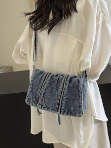 Casual Canvas Denim Womens Crossbody Bag 2024 Autumn Winter New Style Versatile Single Shoulder Commuter Tote Bag