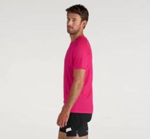 Hoka One One Performance Running Shirt / kaos baju olahraga Lari Running Joging Gym Fitnes - PINK MERAH
