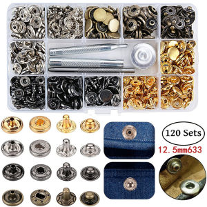 Snap Fasteners Kit 12.5mm Metal Snap Buttons for Clothing Craft Bag Shoes Collar Belt Jeans Perfect Fit Adjust Button DIY Tailor
