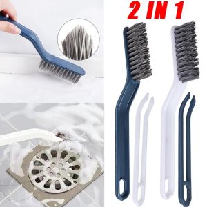 2 IN 1 Multifunction Window Groove Brush Tile Floor Gap Brush Bathroom Hair Catcher with Clip Household Dead Corner Cleaning Tool