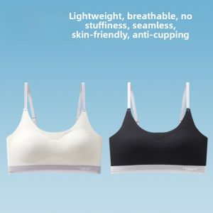 Catwoman Student Underwear Thin Style Teenage Girl Bra Seamless Breathable Nylon Fabric Fixed Strap Full Cup Air Cushion Pad