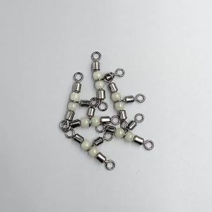 Stainless Steel T-Turn 3 Way Fishing Connector Rolling Swivel Fishing Tackle Connector Luminous Beads Attract Fish