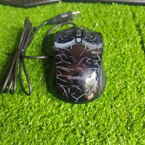 Chuột máy tính bàn laptop Bosston D608LED có dây màu đen sử dụng cho game học tập giải trí bảo hành 1 năm