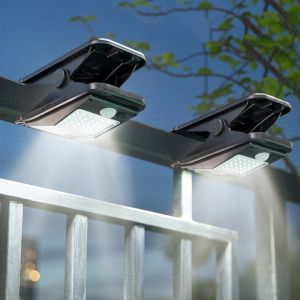 ECILY ไฟคลิปพลังงานแสงอาทิตย์48ดวงลานภายนอกแอลอีดีแสงเหนี่ยวนำร่างกายมนุษย์สว่างมากระเบียงสวนโคมไฟติดผนัง