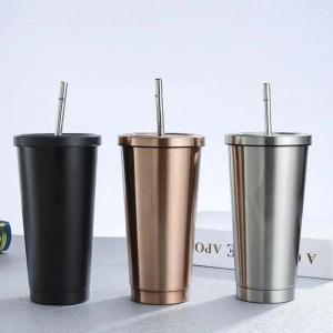 New Large Capacity Office Coffee Cup 304 Stainless Steel Straw Cup Portable Home Cooling Insulation Cups Covered Travel Car Cups