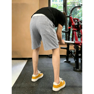 OUMULONG | Quick Dry Bubble Gauze Plaid Shorts