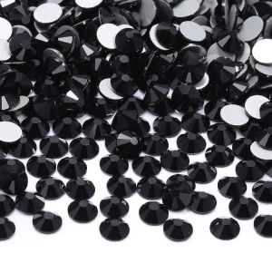 Black Series Glass Flatbase Rhinestones For Needlework SS3-SS60 Non Hotfi Boutique Crystal For Nail Art Crafts DIY Deco Parts
