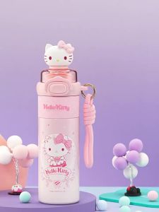 X&W Sanrio Insulated Cup Hello Kitty My Melody Stainless Steel Childrens Thermos bottle Straw Cup Cold Hot Sports Travel Cup