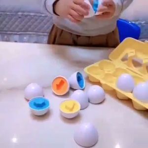WDS Matching Egg 12pcs: Puzzle Telur 12pcs Geometri Mencocokan Bentuk