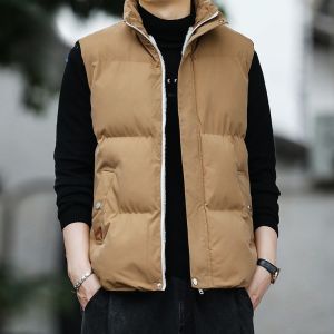 ROMON | Áo khoác vest cotton dày ấm áp mùa đông cho nam cổ đứng không tay áo khoác ngoài thời trang thường ngày bằng polyester