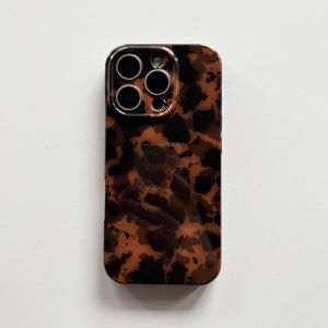 Autumn Winter Retro Fashion Hawksbill Black Brown Amber Glossy Soft Cover Case for iPhone 12 13 14 15 16 17 Pro Max 17 Air