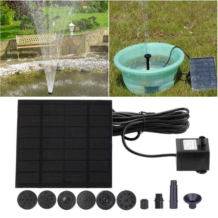 1.2W Solar Fountain Pond Pump Kit 200L/h with 6 Nozzles Solar Water