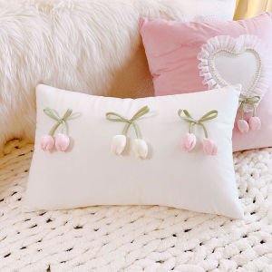 Vintage Tulip Cushion Cover Pink Decorative Pillow