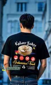 LADONS.ID BAJU KAOS KULINER BAKSO INDONESIA KATUN COMBED 24S LENGAN PENDEK DAN PANJANG