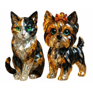 [Bside Tool Store] Resin Animal Sculptures with Bright Colors and Crystal Effect for Garden and Indoor Home Decor