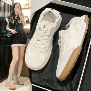 Soft Leather Ballet Style Training Shoes Womens Retro Versatile Lightweight Breathable Sports White Sneakers Fashion Casual