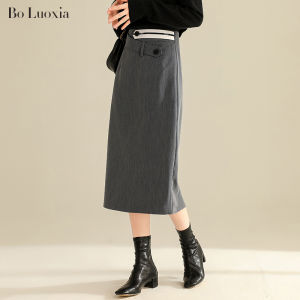 High Waist Straight Leg Suit Skirt Womens Autumn New Style Slimming Mid-Length OL Asymmetric Zipper A-Line Professional Skirt