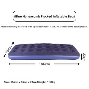Flocked Single Inflatable Camping Air MattressComfort Portable Foldable Air Bed for Tent Backpacking Travel Picnic Sleeping Mat
