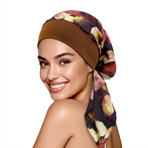Mũ Hijab In Hoa Nữ Chất Liệu Thun Đuôi Dài Khăn Trùm Đầu Mũ Beanie Hóa Trị Khăn Quàng Cổ Thời Trang Phụ Kiện Tóc