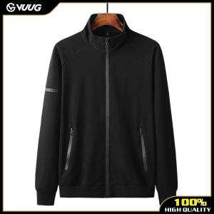 VUUG เสื้อคาร์ดิแกนมีซิปสำหรับผู้ชายเสื้อคาร์ดิแกนแนวสปอร์ตคอตตอนเสื้อกันหนาวผู้สูงอายุและวัยกลางคนใหม่ฤดูใบไม้ผลิฤดูหนาว