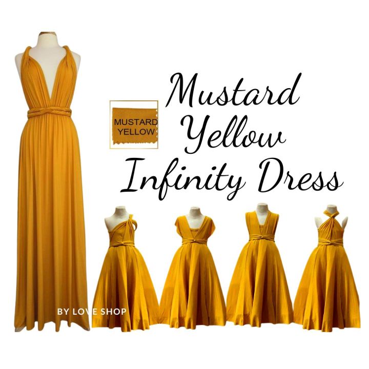 MUSTARD YELLOW INFINITY DRESS FLOORLENGHT FOR KIDS AND ADULTS Lazada PH