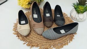 Sepatu Flatshoes Keja Kantoran Guru Wanita Cewek Remaja Dewasa Trendy Pita Kekinian Terbaru H12