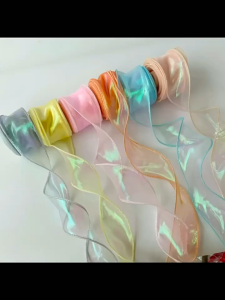 Win|Ph 4cm/9m Plain Fishtail Ribbon Yarn With Wavy Edge Wrap Flower Gift Birthday Cake Decoration
