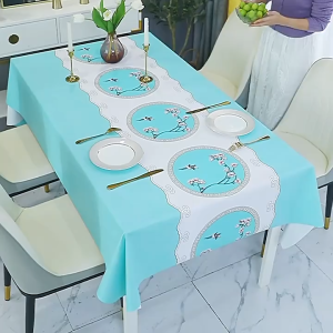 Livece PVC Material table cloth rectangular dinner Oil proof cloth table flower pattern waterproof anti -hot -proof hot table cloth