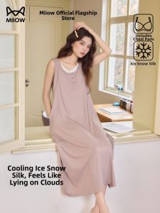MiiOW | Breathable Padded Camisole Dress Ice Silk Nightgown