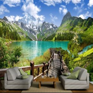 TERMURAH WALLPAPER DINDING MOTIF DANAU GUNUNG WALLPAPER PEMANDANGAN ALAM 3D - WALLPAPER DANAU