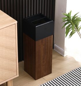 Hotel Wooden Stand Type Stainless Steel Ashtray Trash Can for Lobby Elevator Entrance KTV Corridor Commercial Use Household Garbage Can
