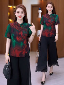 YOUFAN | New Chinese Style Patterned Loose Womens Short Sleeve Shirt